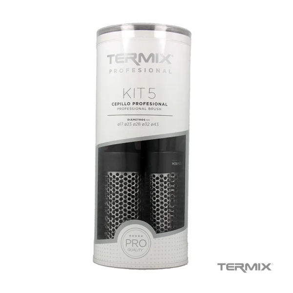 Kit 5 cepillos Termix Profesional Clasic, cepillos térmicos de alta calidad para peinados perfectos en casa o en el salón.