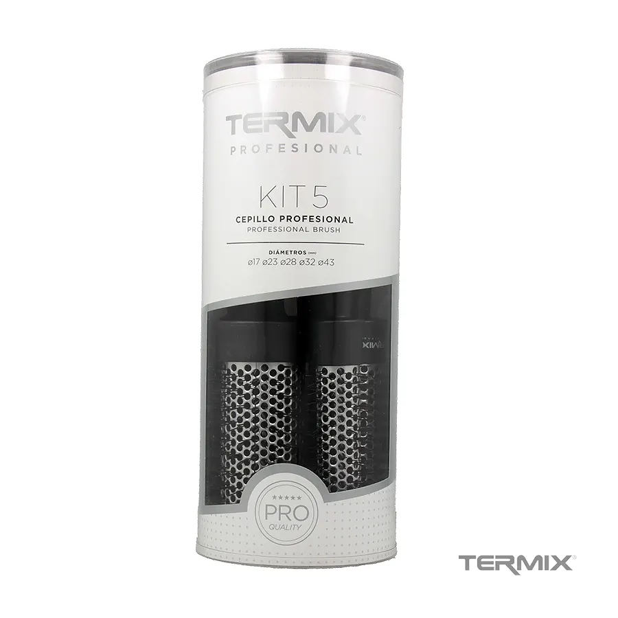 Kit 5 cepillos Termix Profesional Clasic, cepillos térmicos de alta calidad para peinados perfectos en casa o en el salón.
