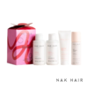 NAK Holiday Pack Hydrate Mini Quad incluye Hydrate Shampoo + Hydrate Conditioner + Replends Moisture Max + Dry Texture Spray.