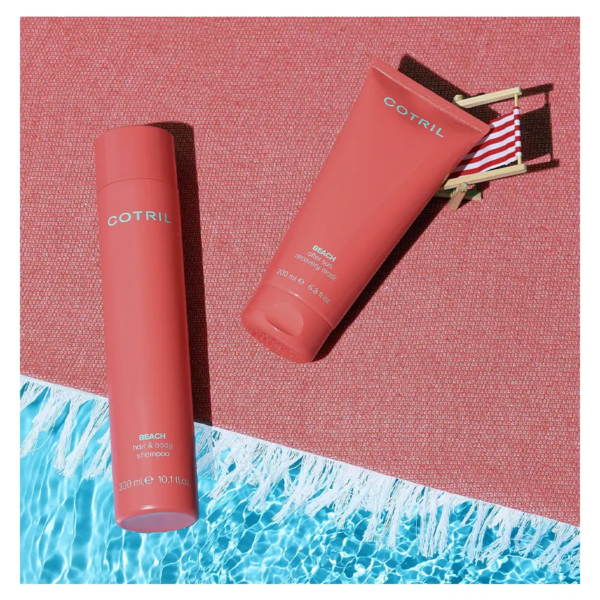 Cotril Pack Beach, champú + mascarilla diseñados para proteger el cabello y piel de los factores externos más propicios del verano como el sol, cloro y sal.