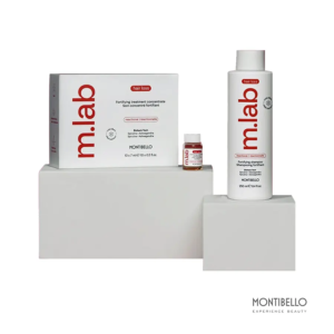 Montibello m.lab Reactional Fortifing Pack Anticaída, tratamiento de última generación con tecnología Biohack Tech que combate caída ocasional o reaccional.