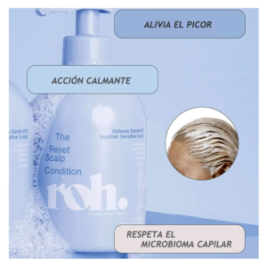 ROH Reset Scalp Condition, acondicionador suave diseñado para calmar y restaurar el microbioma del cuero cabelludo.