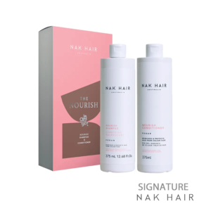 Nak Hair Holiday Pack Nourish Duo, set de edición limitada incluye champú y acondicionador Nourish para reponer la humedad y reparar el cabello dañado.