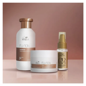 Wella Fusion Silky Pack Trio 2025, set especial regalo con el tratamiento definitivo para cabello dañado, combinando champú, mascarilla y aceite nutritivo.