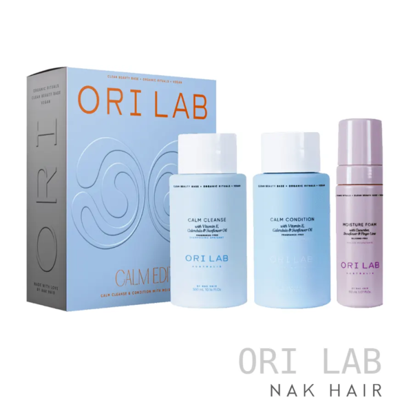 Ori Lab Pack Calm Trio Edit, set hidratante para cueros cabelludos sensibles y cabello seco que calma la irritación aportando suavidad, nutrición y brillo duradero.